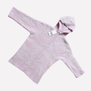 NWT ZARA Soft Alpaca and Wool Fuzzy Knit Hoodie Sweater – Lavender – Size S